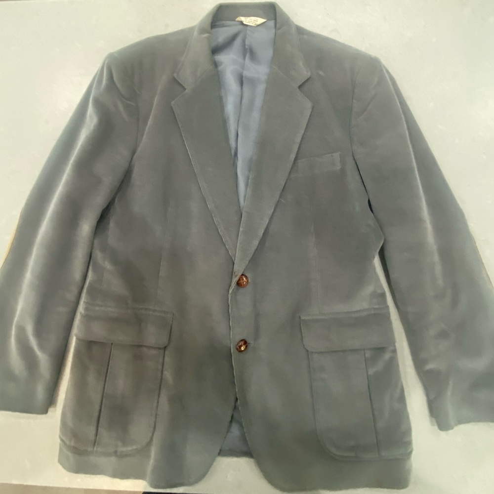 Classic Corduroy Gray Men's Blazer with Elbow patches.